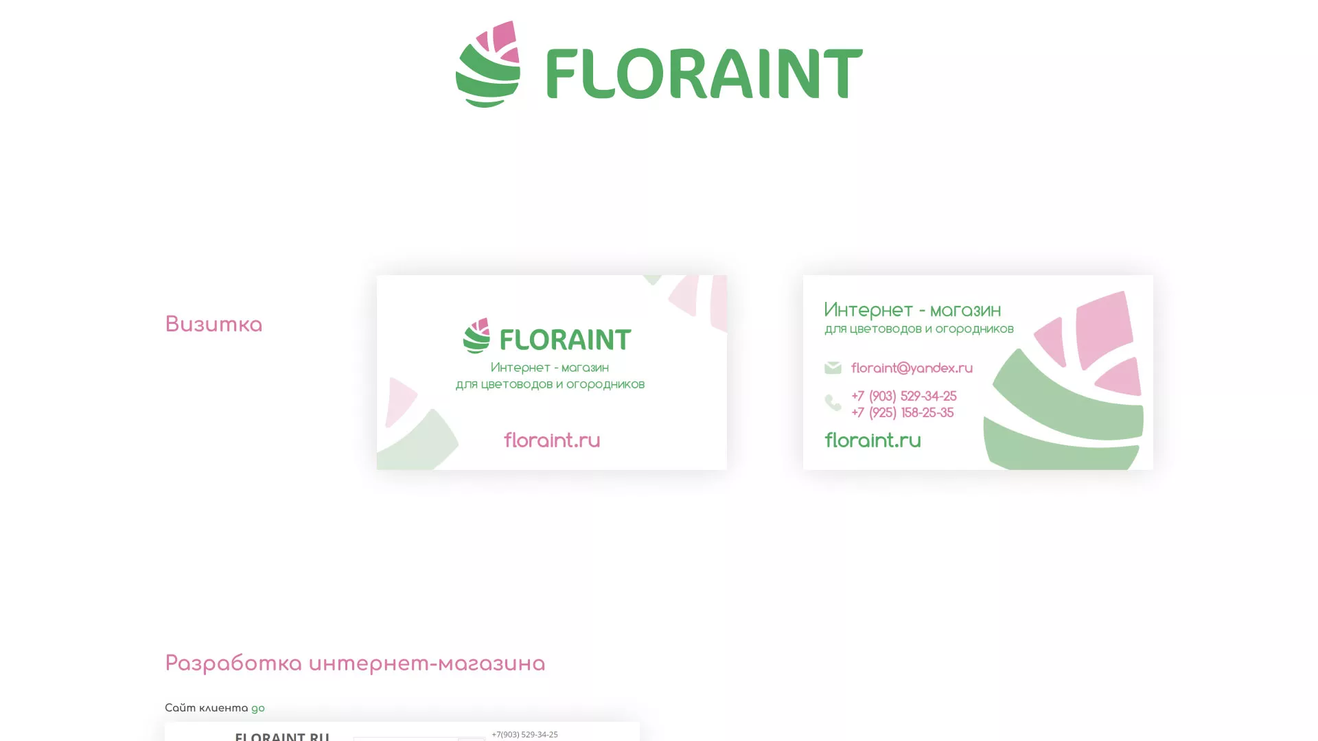 Создание логотипа и интернет-магазина «FLORAINT» в Лузе