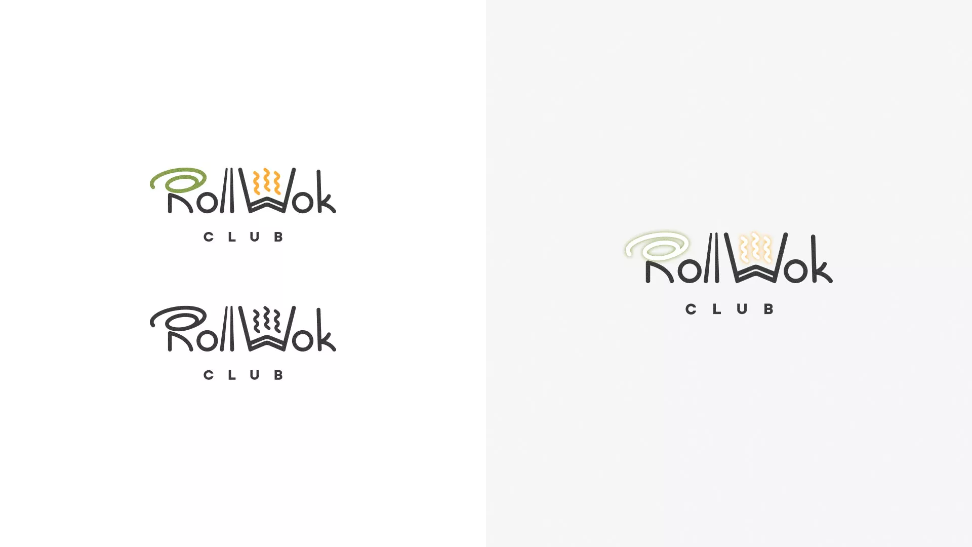 Разработка логотипа и фирменного стиля суши-бара «Roll Wok Club» в Лузе